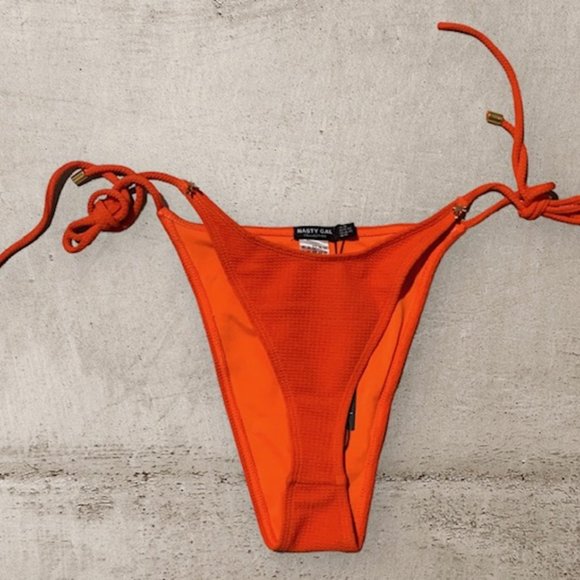 NWT Nasty Gal Underwire Tie & High Leg Cheeky Bikini Swimsuit 2 Piece Set Sz 10 - Picture 4 of 7